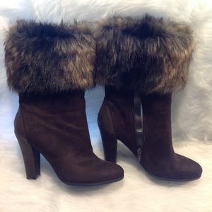 Chocolate Brown Faux Fur Ankle boots